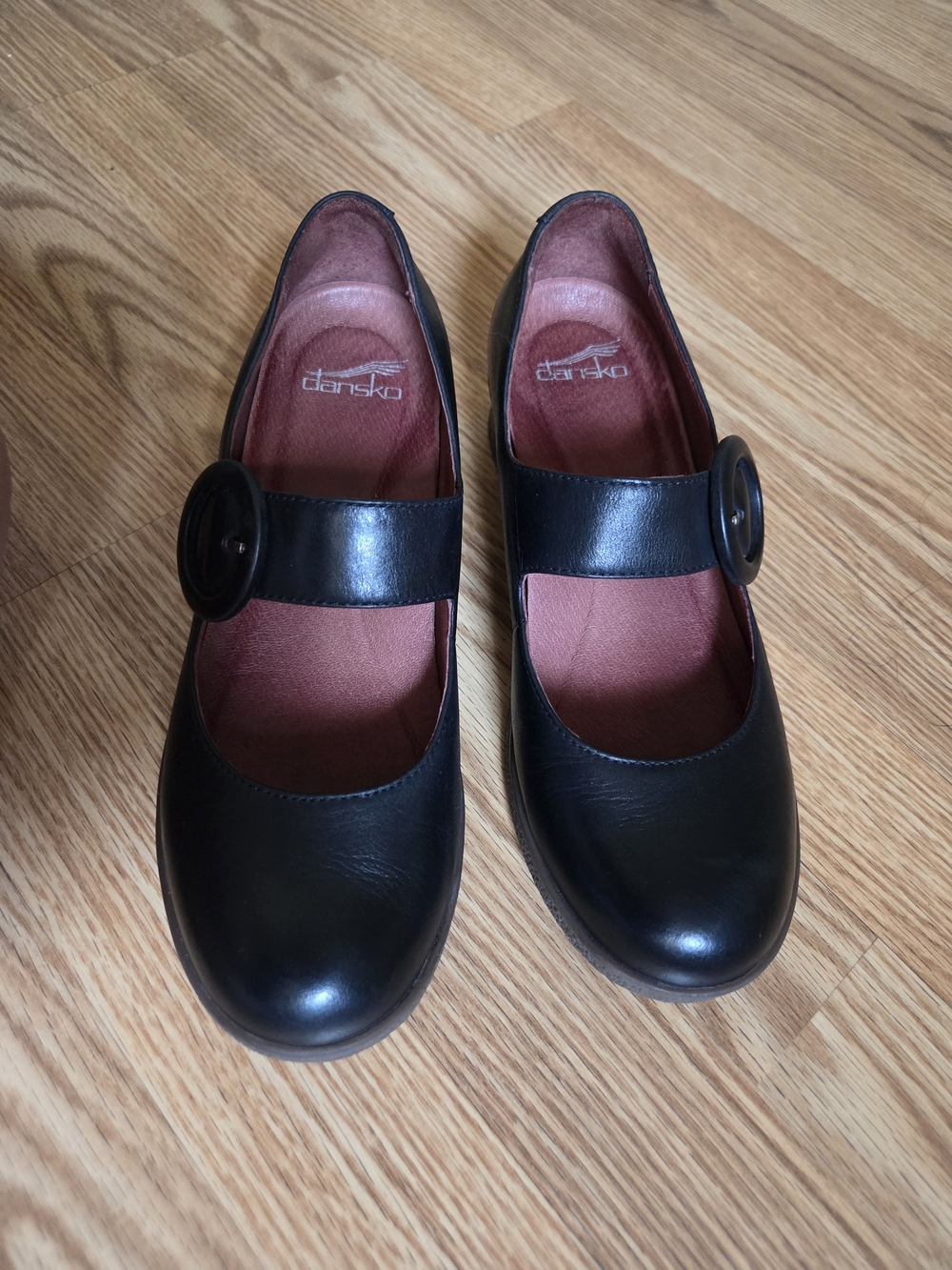 Dansko Brandy Black Mary Jane Waterproof Leather Comfort Block Heels
